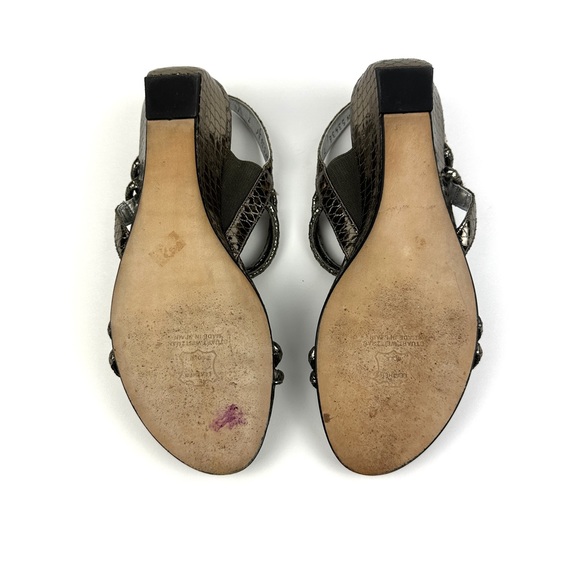 Stuart Weitzman Rolldown Metallic Micro-Wedge Sandals Size 7 - Picture 6 of 6